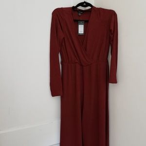 Burgundy Long Sleeve Jumpsuit